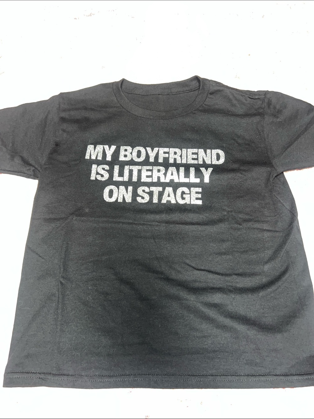 Black Short-Sleeve Graphic Tee - My Boyfriend Is Literally On Stage